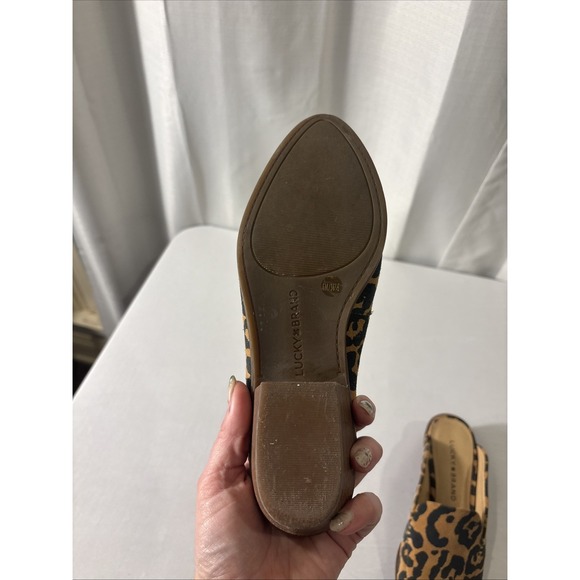 LUCKY BRAND Margrete Cheetah Print Suede Leather Mules Clogs 6M - Picture 6 of 8